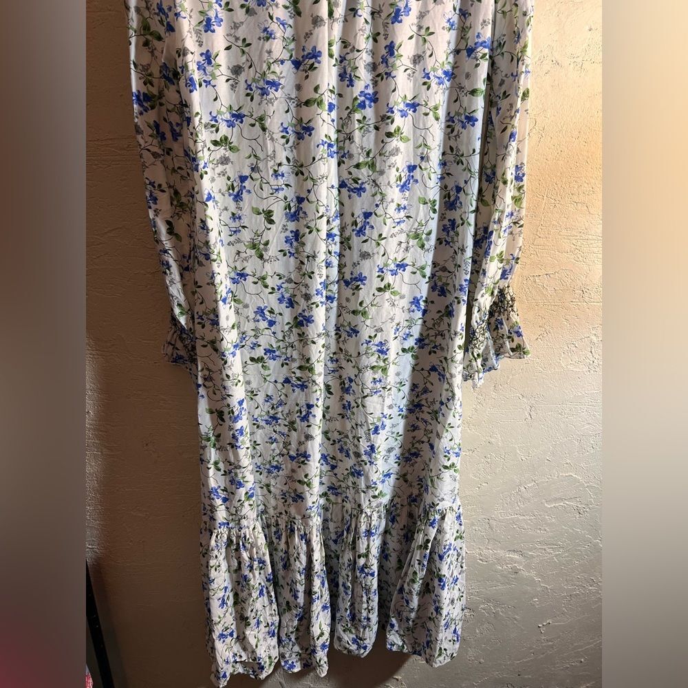 Zara Cottgaecore Long Sleeve Maxi Dress floral summer feminine loose fit beach - Picture 12 of 14